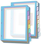 16Pcs/2 Set 8 Tab Dividers, Clear Plastic Binder Dividers with Tabs, for 3 Ring Binder, Letter Si...