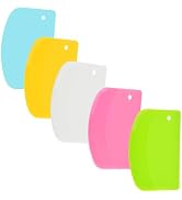 FORTINGO 5 Pack Dough Scraper, 5.3 x 3.6 Inch Plastic Bench Scraper, Bowl Spatula, Kitchen Pastry...