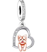 BSFJTY S925 Sterling Silver Dog Charm, Yorkie/Pomeranian/Miniature Schnauzer Poodle Bulldo Chihua...