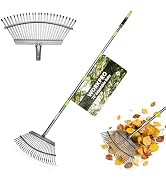WORKPRO Rakes, Small Leaf Rake with 73” Adjustable Long Handle, Narrow Metal Garden Rake with 25 ...
