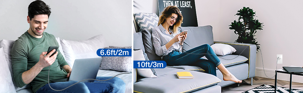 USB-C Cable, 240W Fast Charging Cord,USB C 3.2 Cable 20Gbps Date Transfer, 4K@60Hz Video 6.6ft 10ft