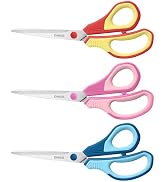 QMVESS 8.5" Scissors All Purpose 3 Pack, Ultra Sharp 2.5mm Thick Blade Scissors for Office, Profe...
