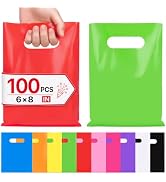 LOVOBAG 100PCS Party Favor Goodie Small Gift Bags for Kids 6x8 Multicolor | 10-Color Plastic Good...