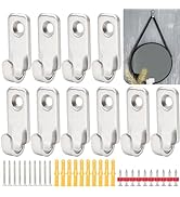 10 Pack Heavy Duty Picture Hangers Mirror Hooks - 304 Stainless Steel Wall Mounted Mini J Wall Ho...