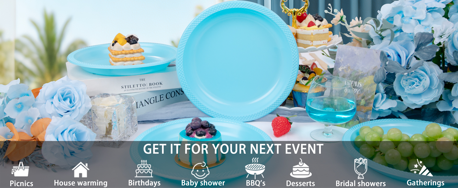 blue birthday plates