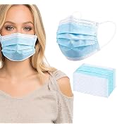 akgk Disposable Face Masks 100Pcs, Blue Face Mask, 3 Ply Disposable Mask with Elastic Earloops