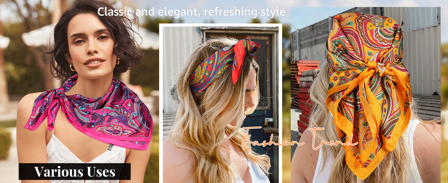 Head Scarf for Women Like Silk Hair Bandana Satin Scarf for Hair Wrapping Beach Head Wrap
