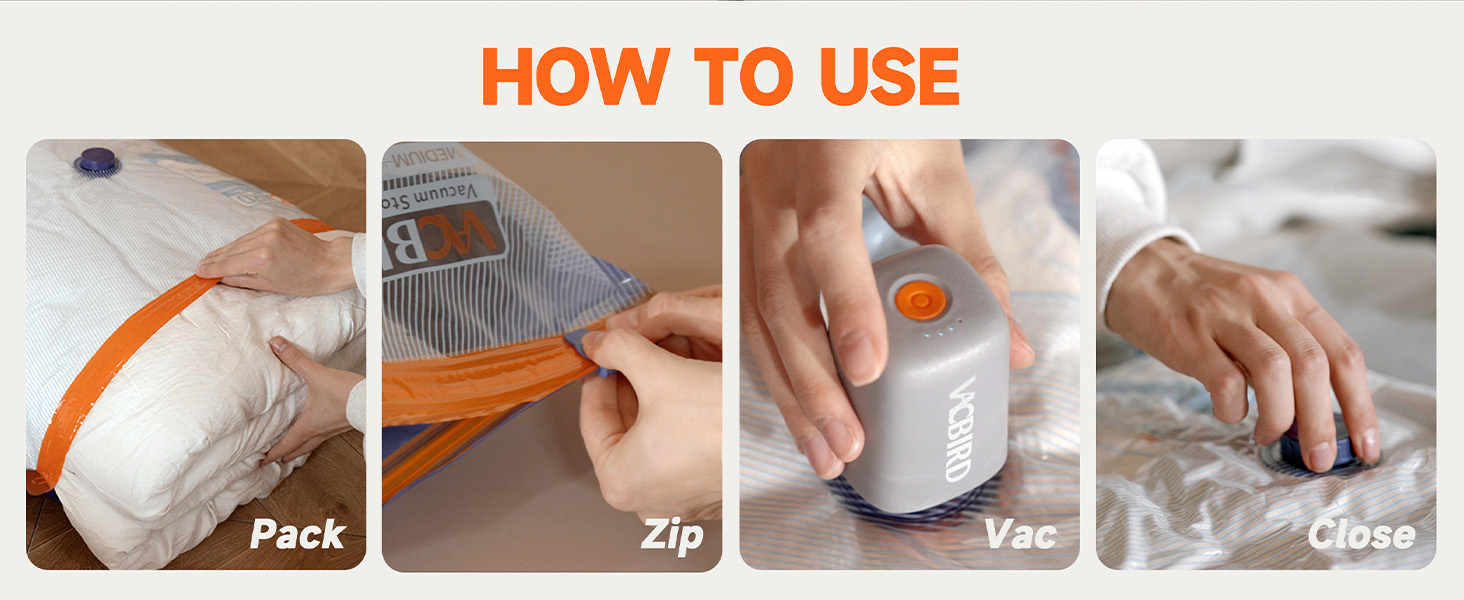 Vacuum Storage Bags with Rechargeable Cordless Pump