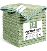 SIFANGKE Microfiber Cleaning Cloth, 12 Pack Green Cleaning Rags for Housekeeping, Reusable Microf...