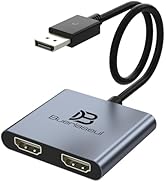 DisplayPort to Dual HDMI Adapter 4K@60Hz, DisplayPort Splitter for Dual HDMI Monitors, Supports E...