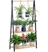 COPREE Bamboo 2-tier Hanging Plant Stand Planter Shelves Flower Pot Organizer Rack Multiple Flowe...