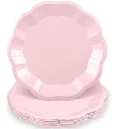 NatNarr 30pcs Light Pink Paper Plates, 9inch Scalloped Pink Dinner Plates Disposable Light Pinks ...