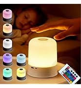 Portable Night Light, USB Rechargeable Small Desk Lamp,16 RGB Colors & 3 Brightness & 1 Remote, T...