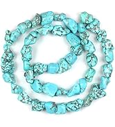 HAAMIIQII 10-15mm Freeform Irregular Blue Turquoise Beads Loose Gemstone Beads for Jewelry Making...