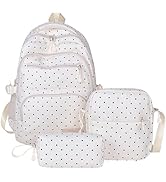 CEUTNIZ Polka Dot Backpack Kawaii Coquette Nylon Backpack Cute Aesthetic Back Pack Set 3Pcs Fashi...