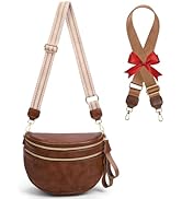 CEUTNIZ Brown PU Leather Bum Bags for Women Crossbody Sling Bag Large Fanny Pack Trendy Leather B...