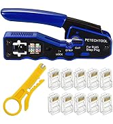 RJ45 Crimp Tool Kit All-in-one Ethernet Crimping Tool Wire Crimper Stripper Cutter for Cat5e Cat6...