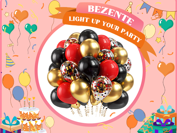 12inch black red gold balloons