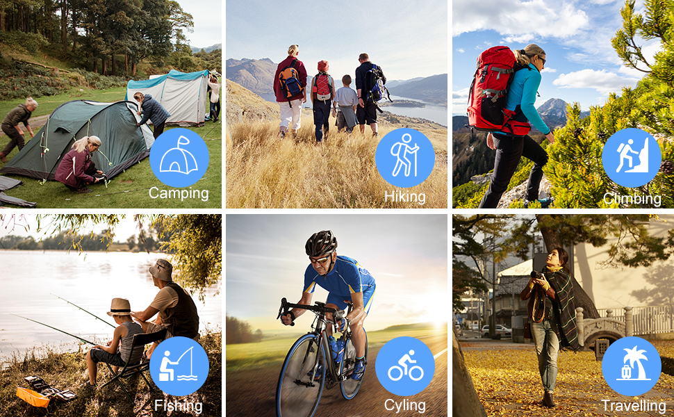Camping,Hiking,Climbing,Fishing,Cyling,Travelling