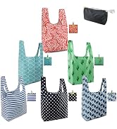 BeeGreen Geometry Reusable Grocery Bags Bulk 6 Packs X-Large, Reusable Shopping Bags Foldable for...