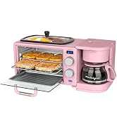 Nostalgia 3-in-1 Retro Breakfast Station - Includes 5 (4 Oz) Cup Coffee Maker, Non-Stick Ceramic ...