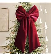 Christmas Decorations - Christmas Bows - 36x18 Inches Large Red Velvet Christmas Tree Topper - Bu...