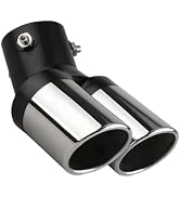 Pniwuno Dual Exhaust Tip, 2.5" Inlet Stainless Steel Curved Muffler Tail Pipe, Bolt-on Bevel Port...