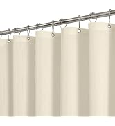 THAIGEE Waterproof Fabric Shower Curtain, No Liner Needed, 72W x 72L, Cream | No Separate Liner N...