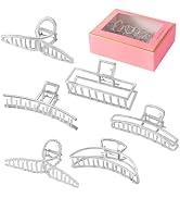 LUKACY 6 Pack Large Metal Hair Claw Clips - 4 Inch, Perfect Big silver claw clips hair clips for ...