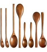 MORGLES 8Pcs Small Wooden Spoons Set, 4 Sizes & Shapes | for Honey, Coffee, Tea, Soup & Oatmeal, ...