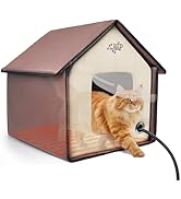 ALL FOR PAWS Heated Cat House, Indoor/Outdoor Cats Home for Winter with Heated Pad,Cat Houses & C...
