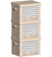 Clothes Storage Bins with Foldable Metal Frame - 36L Large Capacity Stackable Linen Fabric Organi...