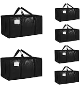 6 Pack-Extra Large Heavy Duty Moving Bags - Waterproof Storage Totes with Handles & Zippers, Fold...