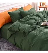 NEXHOME PRO Duvet Cover Set Queen Size Linen Feel Textured Organic Natural 100% Washed Cotton Duv...