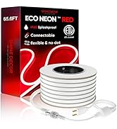 Shine Decor LED Neon Rope Lights 65.6FT/20M Red Color, ETL-Listed Flexible Neon LED Strip Light I...