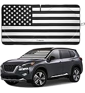 American Flag Windshield Sun Shade, High-Resolution Car Sun Shield with Mirror Cut-Out for Automo...