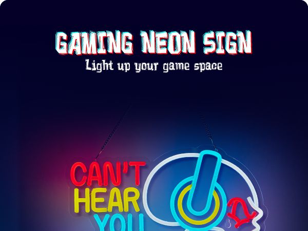 Can't hear you i am gaming neon sign