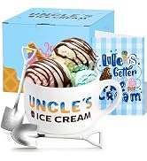 R HORSE Ice Cream Bowl Gift Set - Uncle Ice Cream Bowl Engraved Scoop Shovel Set with Greeting Ca...