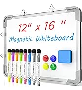 Nicpro Small Dry Erase White Board 12'' x 16'', Magnetic Hanging Double-Sided Whiteboard for Wall...