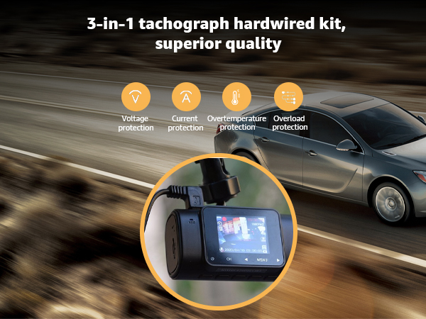 3-in-1 Hardwire Kit, USB-C Dash Cam, Low Voltage Protection, 12V-24V to 5V