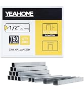 YEAHOME Heavy Duty Staples, 2000 Counts 1/2 inch T50 Staples, Galvanized 3/8 Inch Crown Upholster...