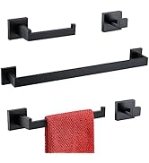 TURS 5-Pieces Bathroom Hardware Set Black Towel Bar Holder Set Stainless Steel Bath Accessories S...