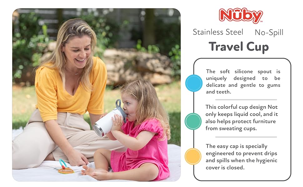 Thirsty Kids, Stainless Steel, Travel Cup, Travel, Sip, Soft Spout, No-Spill