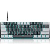 60 Percent Mechanical Gaming Keyboard, Gray&Black Mixed Color Keycaps Gaming Keyboard with Red Sw...