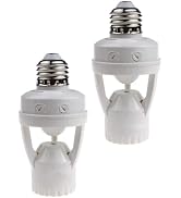 2pcs Motion Activated Light Sockets, E26/E27 Screw in Add on/off Motion Sensor Sockets for Existi...