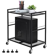 YBING Computer Tower Stand PC Tower Stand, Mobile CPU Holder Stand Cart with Caster Wheels Metal ...