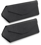 Foldable Glasses Case for Women Men, Portable Sunglasses Case Hard Shell, Magnetic Eyeglass Holde...