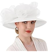 DRESHOW Lady Derby Dress Church Bowler Cloche Hat Bowknot Organza Bridal Cap for Wedding