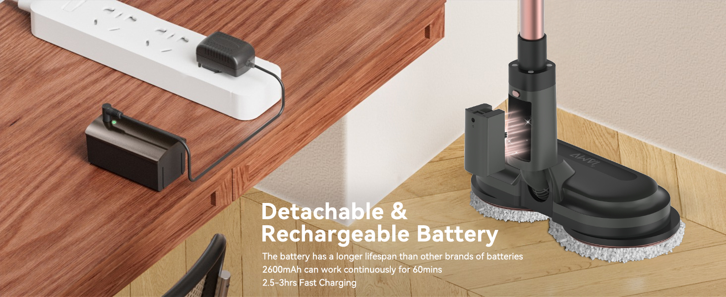 detachable battery electric spin mop