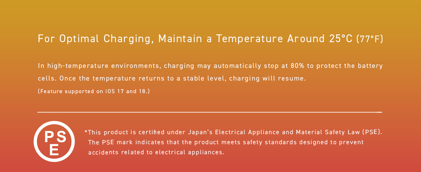 Charging may pause at 80% in heat to protect battery; resumes once cooled. (iOS 17/18)